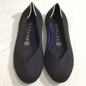 Rothy’s Black Round Toe Ballet Flats White Halo Slip-On Retired Good Condition